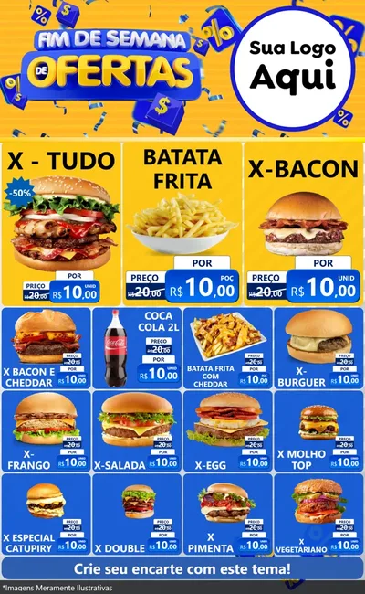 Modelo de Encarte para Encarte Grande com o tema Fim de Semana de Ofertas para Hamburgueria