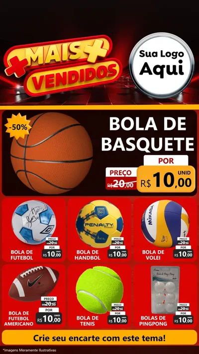 Modelo de Rede Social para Stories com o tema Mais Vendidos para Artigos Esportivos
