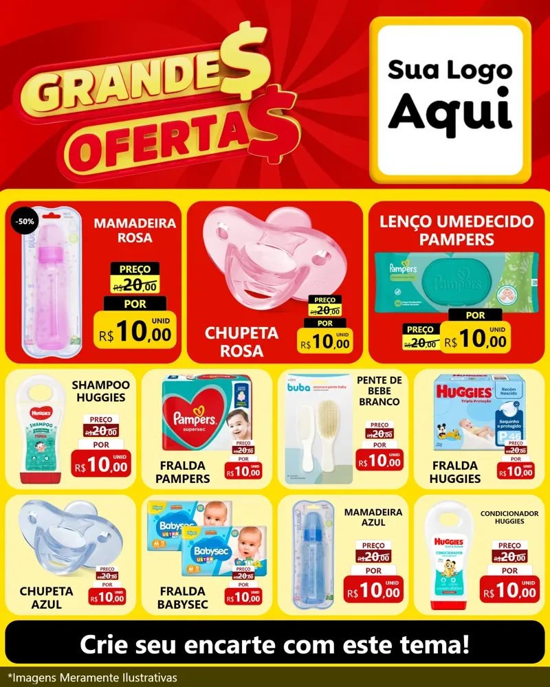 Modelo de Rede Social para Feed Instagram com o tema Grandes Ofertas para Bebês