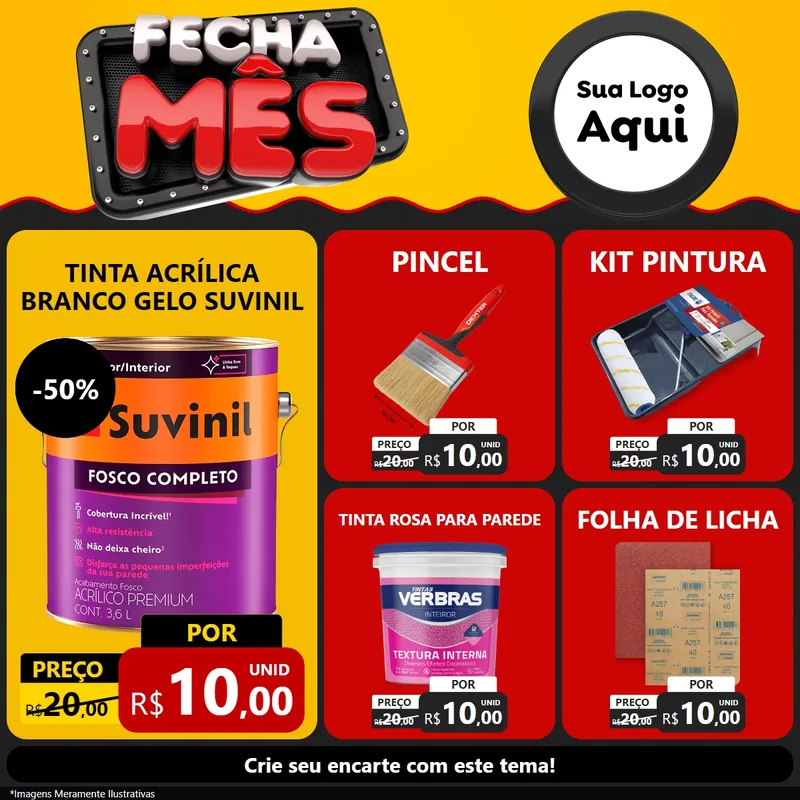 Modelo de Rede Social para Feed Facebook com o tema Fecha Mês para Tintas e Ferramentas