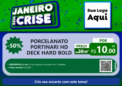 Modelo de Cartaz para Cartaz A4 Horizontal com o tema Janeiro Sem Crise para Pisos e revestimentos