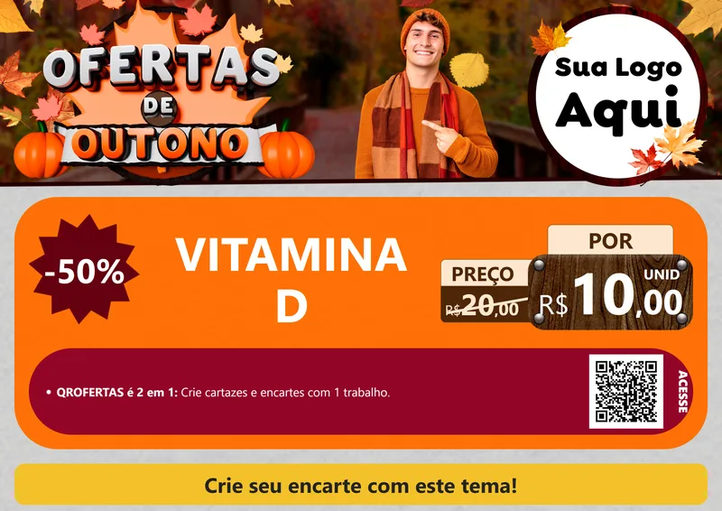 Modelo de Cartaz para Cartaz A4 Horizontal com o tema Ofertas de Outono para Farmácia