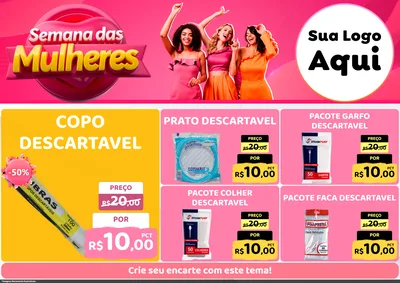 Modelo de Encarte para Encarte A4 Horizontal com o tema Semana das Mulheres para Embalagens