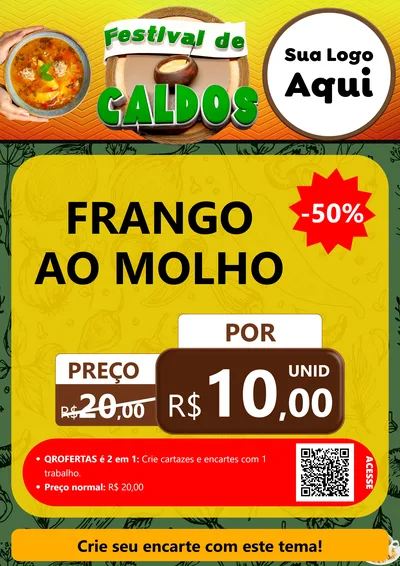 Modelo de Cartaz para Cartaz A4 Vertical com o tema Festival de Caldos para Restaurante