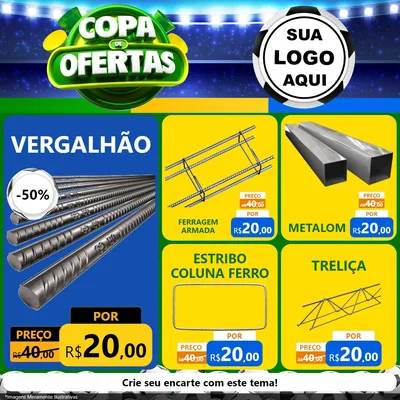 Modelo de Rede Social para Feed Facebook com o tema Copa de Ofertas para Ferragens