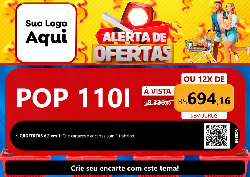 Modelo de Cartaz para Cartaz A4 Horizontal com o tema Alerta de Ofertas para Concessionaria de Motos
