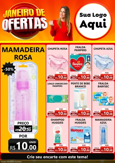Modelo de Encarte para Encarte A4 Vertical com o tema Janeiro de Ofertas para Bebês