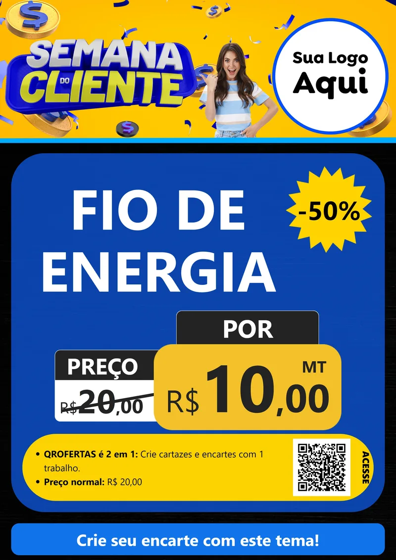 Modelo de Cartaz para Cartaz A4 Vertical com o tema Semana do Cliente para Materiais Elétricos