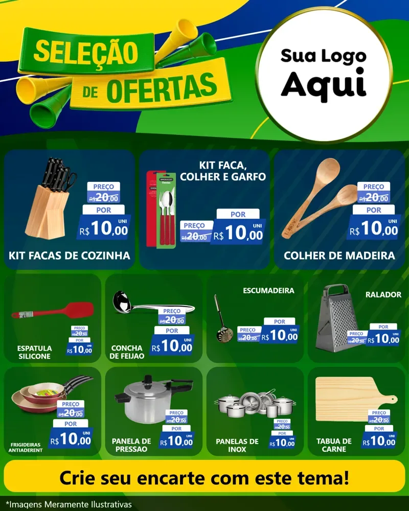 Modelo de Rede Social para Feed Instagram com o tema Seleção de Ofertas - Copa para Utilidades Domésticas