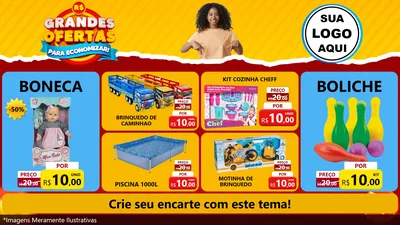 Modelo de TV para TV Horizontal com o tema Grandes Ofertas Para Economizar! para Brinquedos