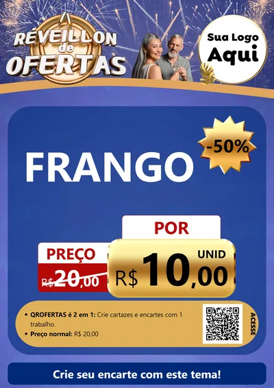 Modelo de Cartaz para Cartaz A4 Vertical com o tema Réveillon de Ofertas para Assados