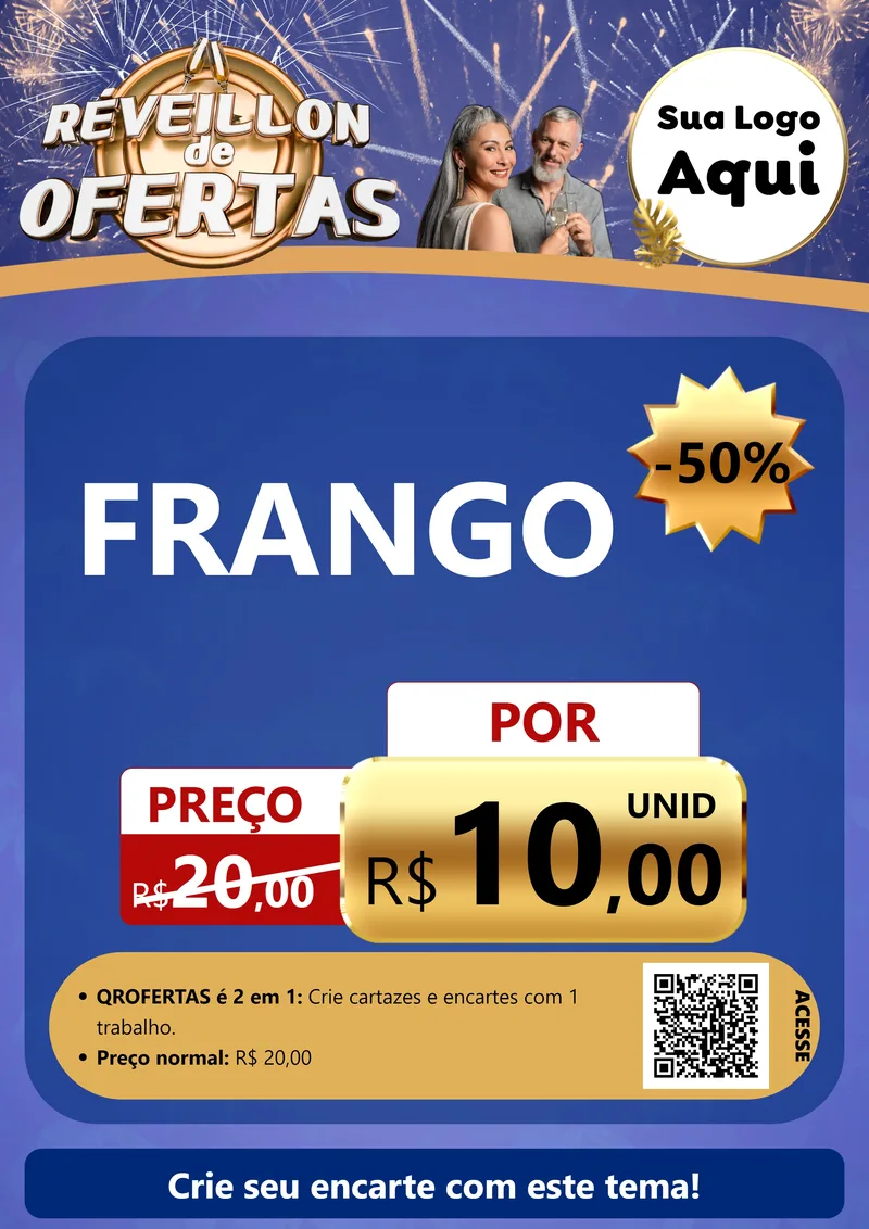 Modelo de Cartaz para Cartaz A4 Vertical com o tema Réveillon de Ofertas para Assados