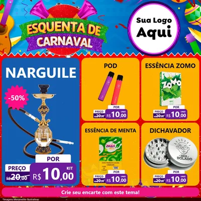 Modelo de Rede Social para Feed Facebook com o tema Esquenta de Carnaval para Tabacaria