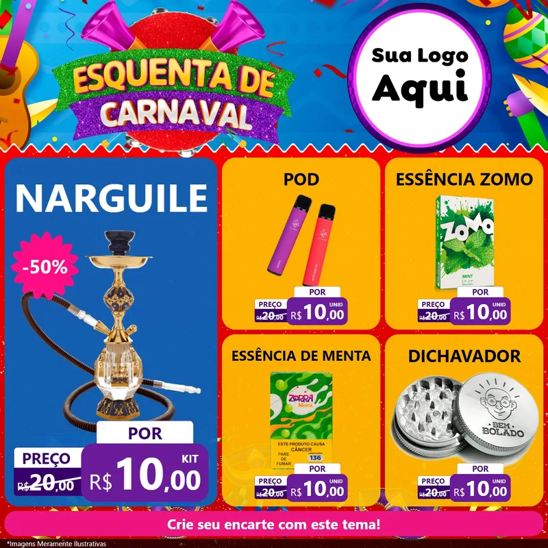Modelo de Rede Social para Feed Facebook com o tema Esquenta de Carnaval para Tabacaria