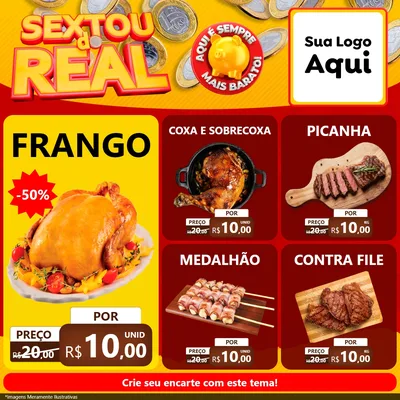 Modelo de Rede Social para Feed Facebook com o tema Sextou do Real para Assados