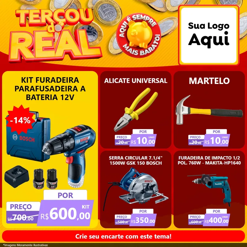 Modelo de Rede Social para Feed Facebook com o tema Terçou do Real para Maquinas e Ferramentas