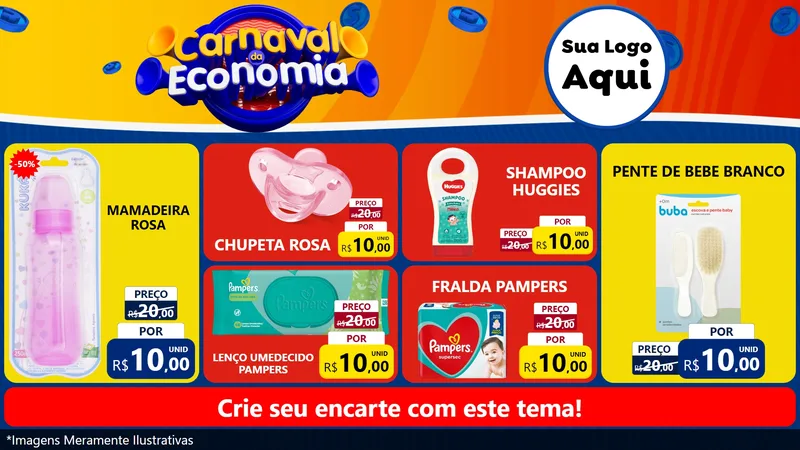 Modelo de TV para TV Horizontal com o tema Carnaval da Economia para Bebês