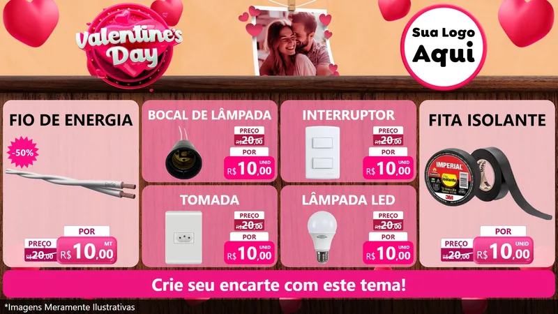 Modelo de TV para TV Horizontal com o tema Valentine's Day para Materiais Elétricos