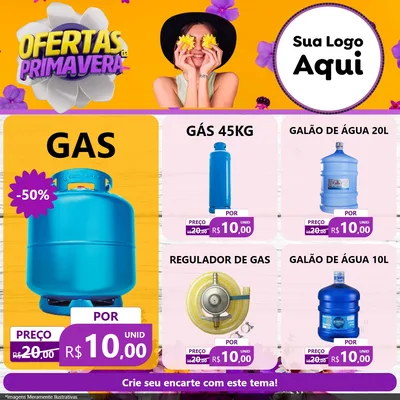Modelo de Rede Social para Feed Facebook com o tema Ofertas Da Primavera para Água e gás