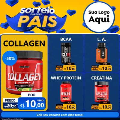 Modelo de Rede Social para Feed Facebook com o tema Sorteio Dia dos Pais para Suplementos alimentares