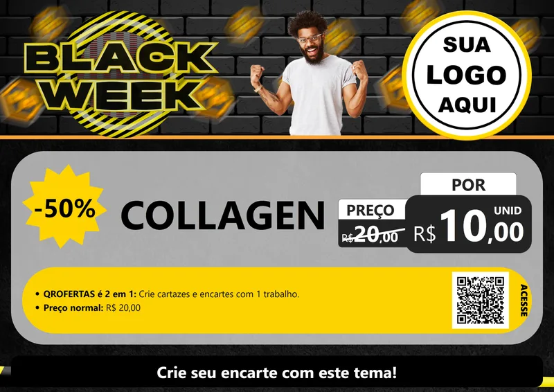 Modelo de Cartaz para Cartaz A4 Horizontal com o tema Black Week para Suplementos alimentares