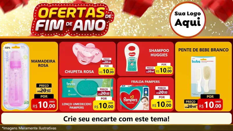 Modelo de TV para TV Horizontal com o tema Ofertas de Fim de Ano para Bebês