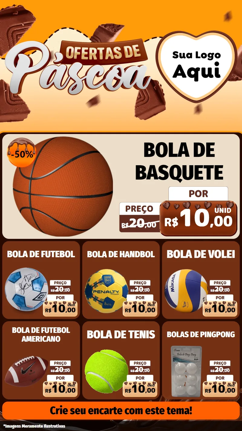 Modelo de Rede Social para Stories com o tema Ofertas de Páscoa para Artigos Esportivos