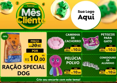 Modelo de Encarte para Encarte A4 Horizontal com o tema Especial Mês do Cliente para Pet Shop