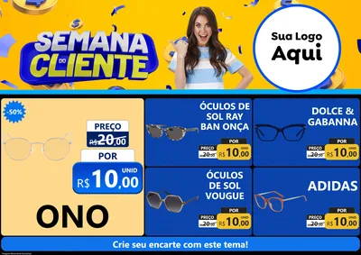 Modelo de Encarte para Encarte A4 Horizontal com o tema Semana do Cliente para Óticas