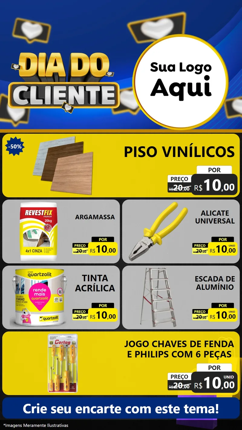 Modelo de TV para TV Vertical com o tema Dia Do Cliente para Material para Construção