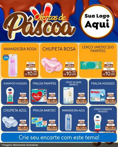 Modelo de Rede Social para Feed Instagram com o tema Ofertas de Páscoa para Bebês