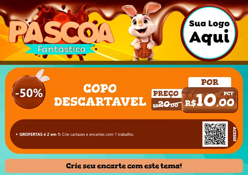 Modelo de Cartaz para Cartaz A4 Horizontal com o tema Páscoa Fantástica para Embalagens