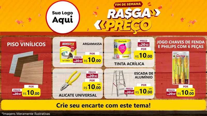 Modelo de TV para TV Horizontal com o tema Fim de Semana Rasga Preços para Material para Construção