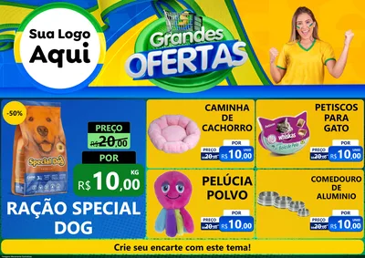 Modelo de Encarte para Encarte A4 Horizontal com o tema Grandes Ofertas para Pet Shop