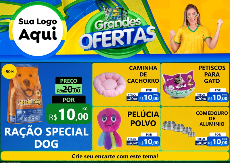 Modelo de Encarte para Encarte A4 Horizontal com o tema Grandes Ofertas para Pet Shop