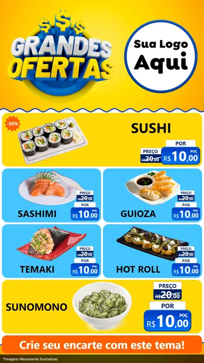 Modelo de TV para TV Vertical com o tema Grandes Ofertas para Comida japonesa