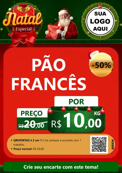 Modelo de Cartaz para Cartaz A4 Vertical com o tema Natal Especial para Padaria