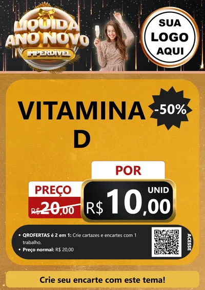 Modelo de Cartaz para Cartaz A4 Vertical com o tema Liquida Ano Novo Imperdível para Farmácia