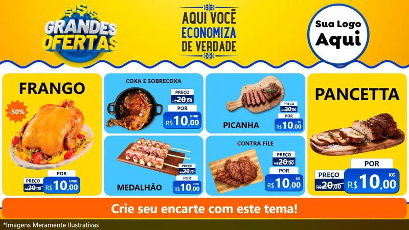 Modelo de TV para TV Horizontal com o tema Grandes Ofertas para Assados