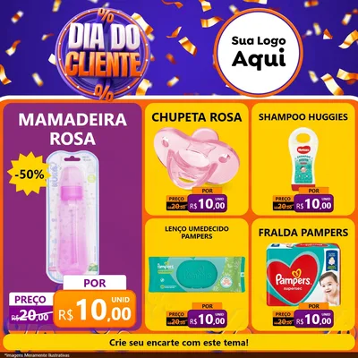 Modelo de Rede Social para Feed Facebook com o tema Dia do Cliente para Bebês