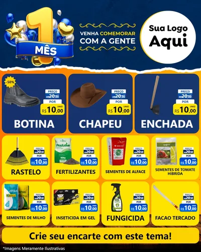 Modelo de Rede Social para Feed Instagram com o tema Um Mês de Aniversário para Agropecuária