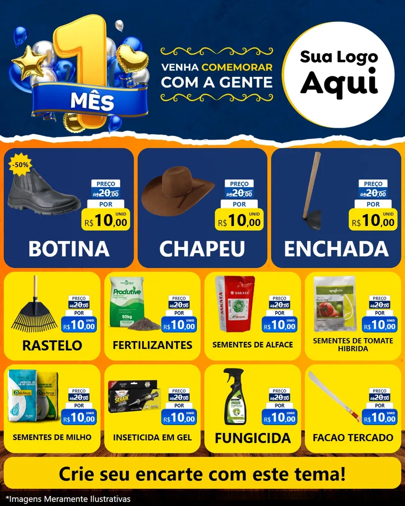 Modelo de Rede Social para Feed Instagram com o tema Um Mês de Aniversário para Agropecuária