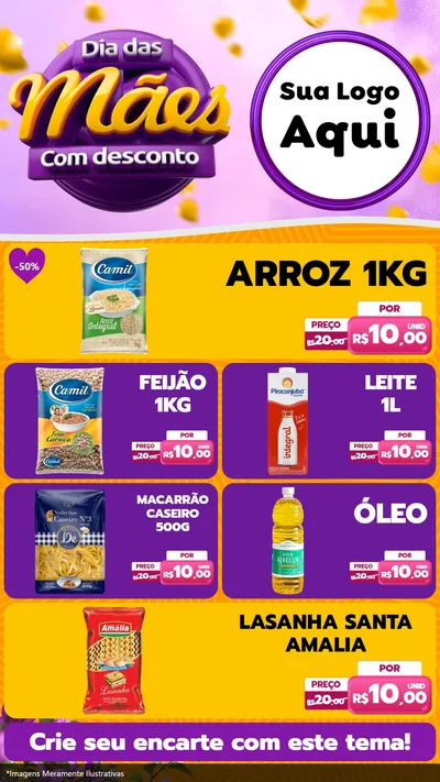 Modelo de TV para TV Vertical com o tema Dia das Mães com Desconto para Supermercado