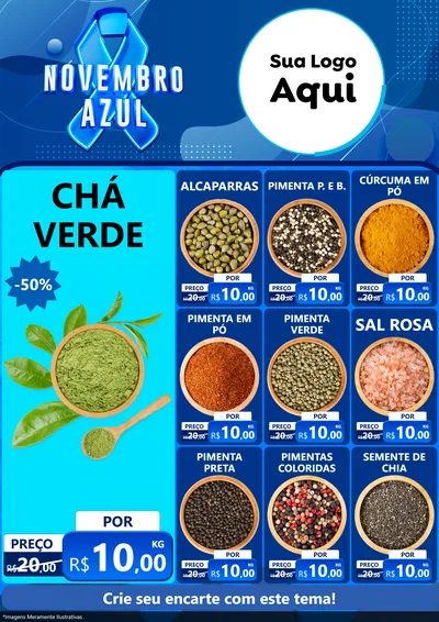 Modelo de Encarte para Encarte A4 Vertical com o tema Novembro Azul para Produtos Naturais