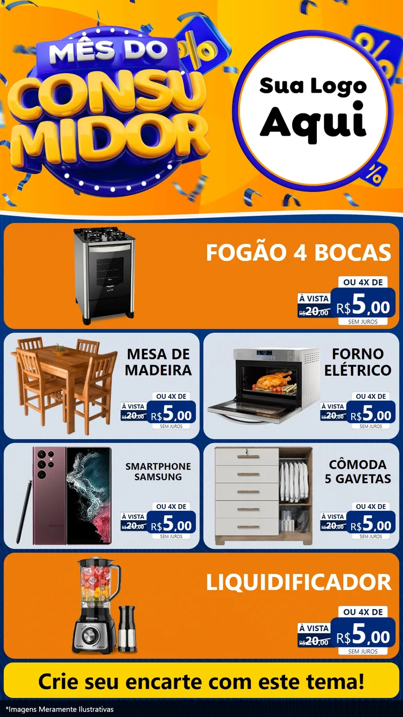 Modelo de TV para TV Vertical com o tema Mês do Consumidor para Móveis e Eletro