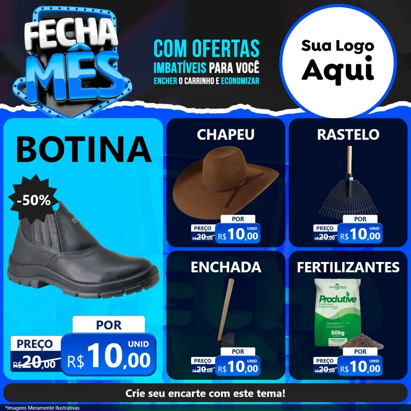 Modelo de Rede Social para Feed Facebook com o tema Fecha Mês para Agropecuária