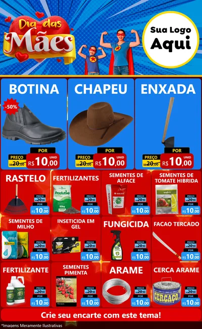 Modelo de Encarte para Encarte Grande com o tema Dia das Mães para Agropecuária