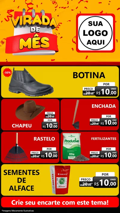 Modelo de TV para TV Vertical com o tema Virada de Mês para Agropecuária