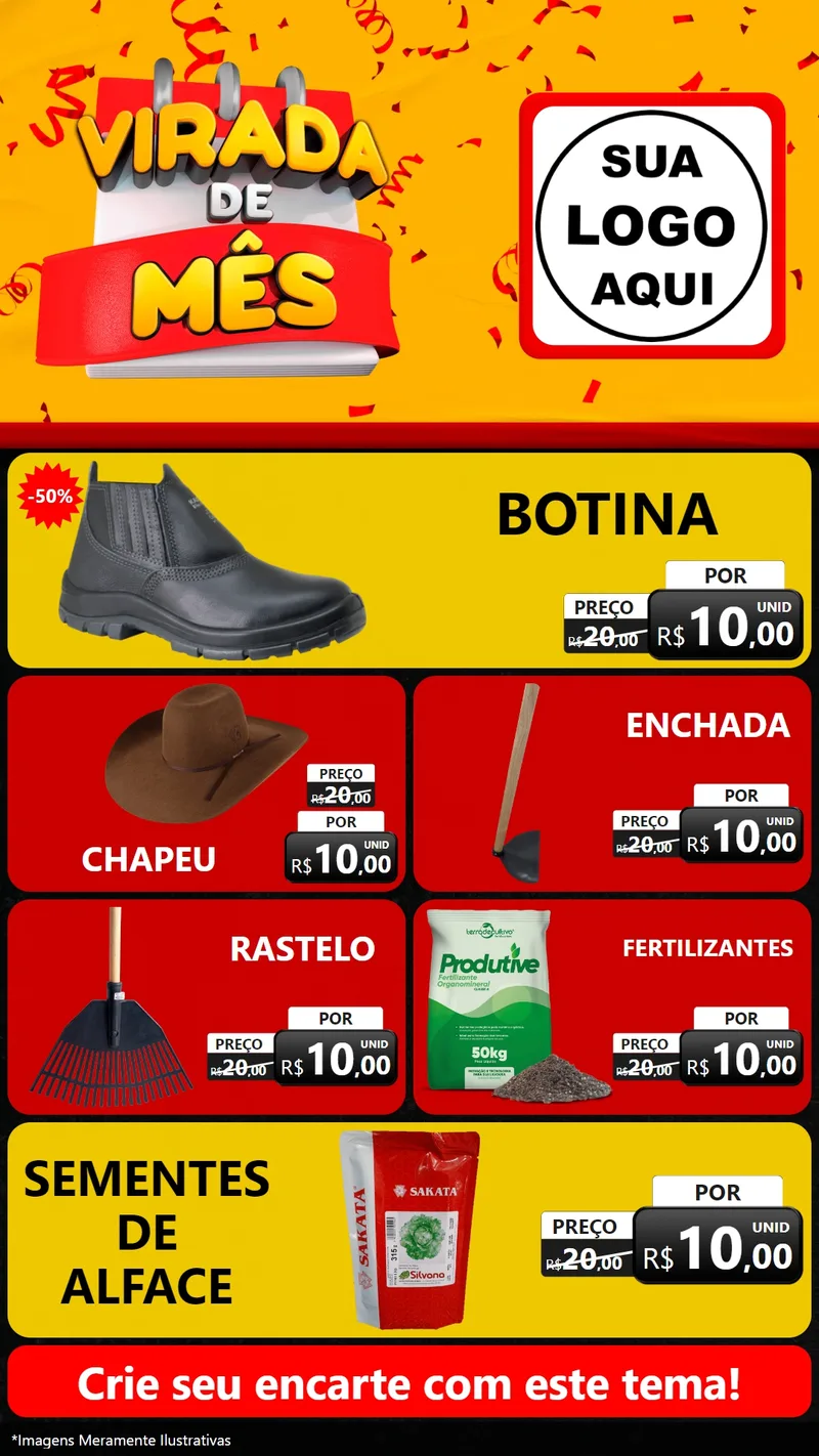 Modelo de TV para TV Vertical com o tema Virada de Mês para Agropecuária