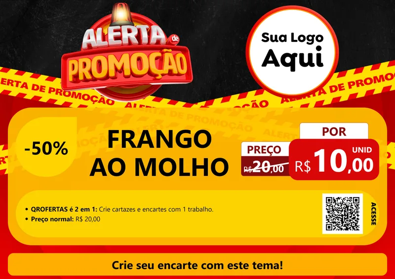 Modelo de Cartaz para Cartaz A4 Horizontal com o tema Alerta de Promoção para Restaurante